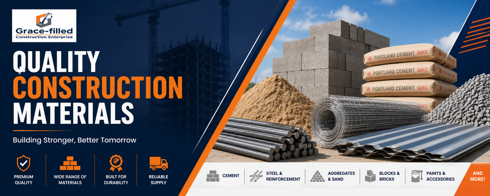 Quality construction materials from Grace-filled Construction Enterprise